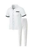 Summer new men's short-sleeved long pants suit 2025 sport and casual men's style for teenagers two-piece set