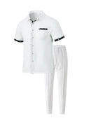 Summer new men's short-sleeved long pants suit 2025 sport and casual men's style for teenagers two-piece set
