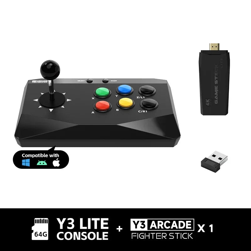 DATA FROG Y3 Arcade 4K Video Game Console With Game Arcade Keyboard Built-in 10000 Games Stick For PS1/FC/GBA Retro TV Dendy