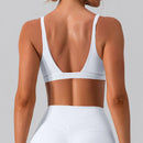 Women Soft Slimming Shockproof Quick Dry Supportive V Neck Running Bra Gym Sports Running Fitness Yoga Bra
