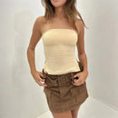 Xingqing Tube Tops Women y2k Clothing Solid Color Off Shoulder Strapless Sleeveless Bandeau 2000s Fairycore Clothes Streetwear
