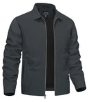 TACVASEN Lightweight Work Jackets Mens Classic Tunic Style Zipper Pockets Bomber Jackets Full Zip Spring Fall Jacket Outwear