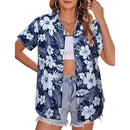 New Women's Short Sleeve T-shirts Fashionable 3d Floral Printed Casual Hawaii Style Basic Tops Lapel Short Sleeve Shirt Summer