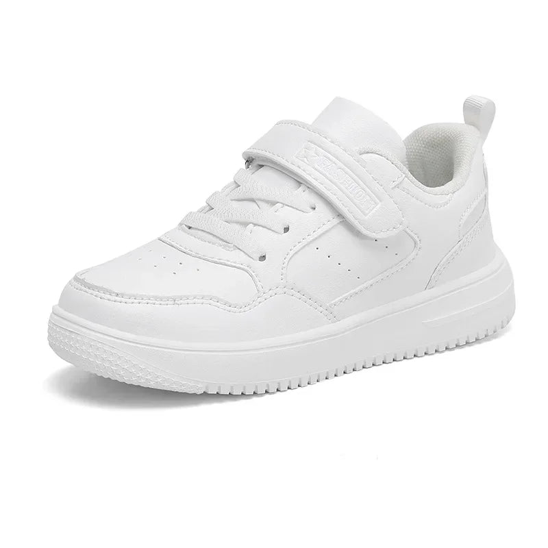 Waterproof Eva Outsole Children's White Sneakers Boys Small White Shoes School Campus Shoes Leather Surface Children's