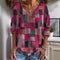 Autumn New Fashion Long-Sleeved Women's T-Shirt Top V-Neck Casual Loose Streaks Printed Streetwear Women Pullover T Shirts