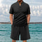 Men's New Waffle Summer Suit 2025 Casual T-shirt + Shorts Suit Men's Tracksuit Solid Color Tracksuit Loose Suit Clothes for Men