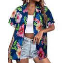 New Women's Short Sleeve T-shirts Fashionable 3d Floral Printed Casual Hawaii Style Basic Tops Lapel Short Sleeve Shirt Summer