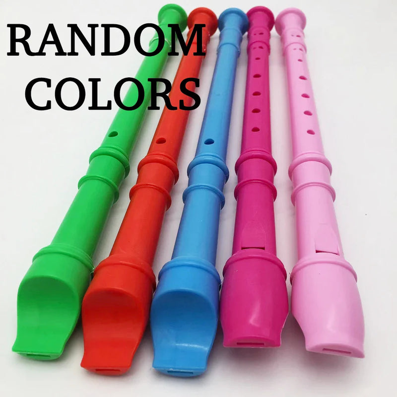 8 Holes Plastic Flute G Key Colourful Woodwind Instrument Random Color For Beginner Music Lesson Children Toy With Clean Stick