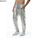 2025 Men's Shiny Metallic Jogger Sweatpants Hip Hop Wet Look Trousers Men Club Party Festival Prom Streetwear Pantalones Hombre