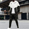 2025 Men's new fashion trend hooded zipper double pocket patchwork color jacket Business casual sports suit