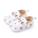 PU Leather Baby Shoes Embroidered Stars Christening Baptismal Moccasins Infant Boys Girls Slip-On Peas Shoes Walking Shoes 0-18M