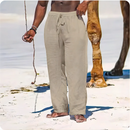 Men's Beach Solid Color Pants Joggers Streetwear Cotton Linen Sweatpants Casual Pants Hawaiian Vacation Loose Summer Long S-4XL