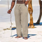 Men's Beach Solid Color Pants Joggers Streetwear Cotton Linen Sweatpants Casual Pants Hawaiian Vacation Loose Summer Long S-4XL