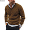 New2025 Men's Winter Knitted Sweater V-Neck Knitted Pullovers Club Party Solid Slim Warm Knitwear Sweaters  Male Streetwear Tops