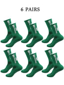 6 pairs of football socks, men's and women's mid length anti slip training socks, thickened professional sports socks