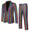 Men's Plaid Sequins Suit Wedding Ceremony Party Performance Dress Two-piece Suit