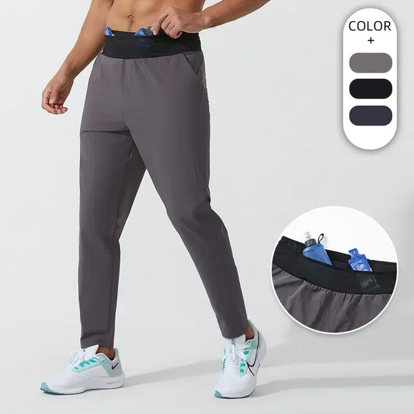 Trail Marathon Running Pants Men Loose Sweatpants Sports Joggers Fitness Quick Dry Sportswear Training Trousers Waist Bag Pocket