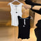 American Spice Girl New Vest Suspender Female Korean Tide Niche Printed Inside Sexy Bottom Top Tank Top Women