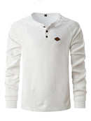Cross-border Europe and America 2025 new Waffle spring sports men's POLO shirt lapel solid color long-sleeved golf fitness top