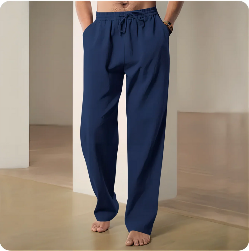 2025 New Men's Beach Pants Joggers Streetwear Cotton Linen Sweatpants Casual Pants Hawaiian Vacation Loose Summer Long