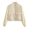 Women Fashion With Pockets Bomber Jacket Coats Vintage Long Sleeve Front Button Casual Female Outerwear Chic Tops