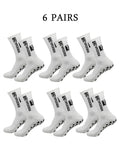 6 pairs of football socks, men's and women's mid length anti slip training socks, thickened professional sports socks