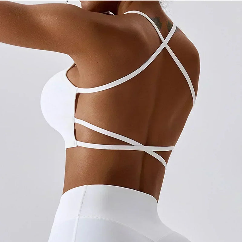 Cloud Hide Sexy Back Sports Bra Women Yoga Crop Top Home Fitness Workout Underwear Dancing Vest Plus Size Running Cycling Shirt