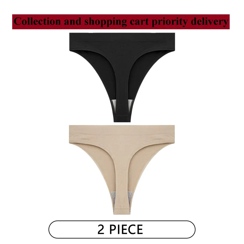 CINOON 2Pcs/Lot Women Sexy 5 Color Panties Low-waist Comfort Underwear G String Thong Breathable Lingerie Temptation Intimates