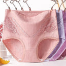 3pcs Cotton Women Panties Lady Plus Size Underwear Lace High Waist Briefs Breathable Solid Color Female Lingerie