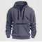 Men's hooded drawstring zipper pocket autumn and winter Hoodies fashion casual daily street solid color plus cashmere warm Tops