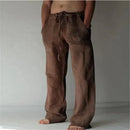2025 Men's Cotton Linen Pants Oversized Jogger Sweatpants Casual Flower Print Plus Size Loose Wide Leg Pants Men Casual Trousers