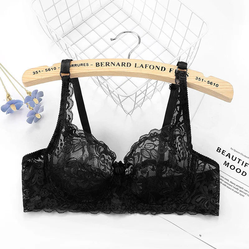 ALLTOOALL 3PC Women Sexy Lace Bras Plus Size Push Up Bralette Female Underwired Underwear Hollow Out Lingerie Embroidery Bra