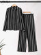 Plus Size 5XL VONDA Women Pants Sets 2024 Matching Sets Vintage Striped Shirt Trouser Casual Two-Piece Sets Office Lady Suits