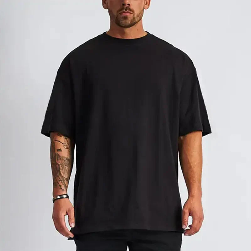 Men's 260gsm Heavyweight Cotton T-Shirt Oversized Drop Shoulder Round Neck Short Sleeve Tee Multi Colors/Sizes