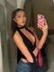 Weird Puss Scarf Tank Tops Women Backless Irregular Summer Trend Hottie Hipster Trend Sexy Wild Classic Streetwear Basic Vest