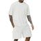 Men's crew neck T-shirt two-piece new style spring and summer striped yarn woven outdoor sports casual short-sleeved suit