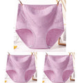 3pcs Cotton Women Panties Lady Plus Size Underwear Lace High Waist Briefs Breathable Solid Color Female Lingerie