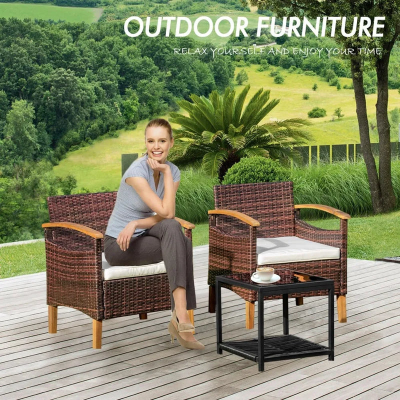 Outdoor Courtyard Furniture Set with Table, Wicker Courtyard Set for Small Tavern, 2-Piece Set