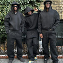 2025 European and American casual simple couple fashion hooded sweatshirt solid color loose sweatshirt sweatpants