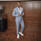 Light Gray Men's Suit Two Piece, Double Button V-Neck Jacket and Trousers, Fashionable Men's Sets, S, M, L, XL, XXL