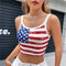 Gothic Punk New 2024 USA Flag Crop Top Sexy Backless Tank Slim Women's Mini Vest Summer Y2k Clothes Short White Camisole E-girls