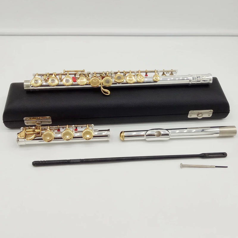 Music Fancier Club Flute 481 Engraving Hand Carved Keys Gold Plating Flutes B Leg Open Holes 17 Gold Keys