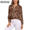 Blue Snakeskin Printed Vintage Blouse Oversize Women's Spring Summer Long Sleeve Lapel  Blouses Fashion OL Female Classic Shirt