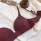 Women's Bras Sexy Seamless Wireless Ice Silk Bralette Gather Push Up Lingerie Thin Smiple Style AB Cup Deep V Female Underwear