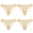 TrowBridge 4PCS Women's Panties Sweet Lace Underwear Sexy Lingerie Soft Silk Satin Female Briefs Hollow Out Mesh Cozy Underpants