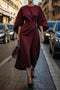 2025 Spring Summer New Women's Fashion Style Elegant Solid Color Waist Dress Casual Bat Sleeve Long Dress Vestidos Para Mujer