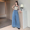 2024 Autumn New Loose-Fit Plus Size Women's Jeans Slimming Wide-Leg Ground-Length Simple Style Casual Ladies Pants