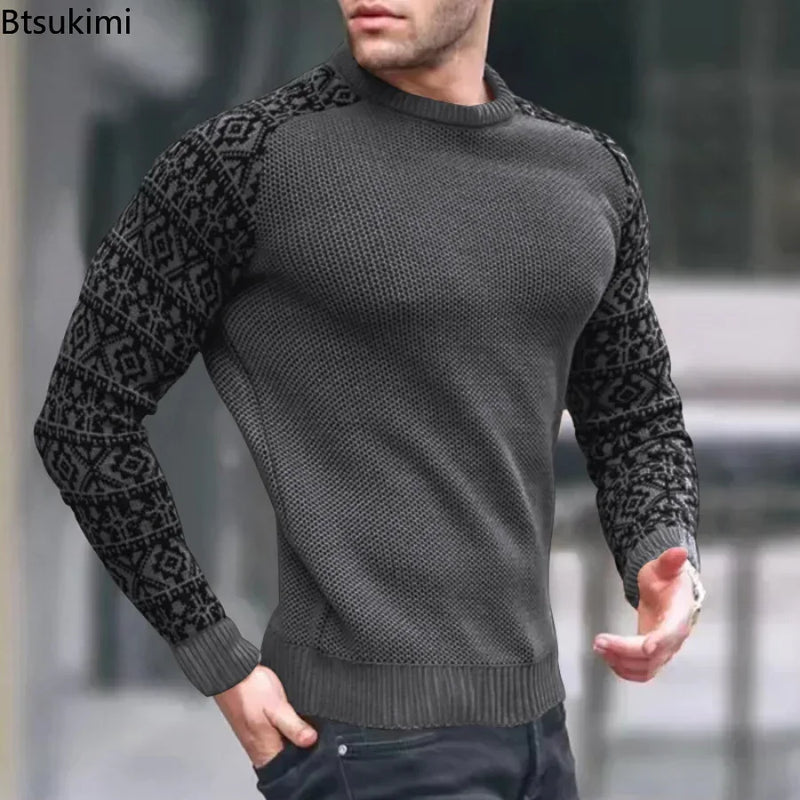 New 2025 Autumn Winter Men Clothing Fashion Mens Thin Sweaters Casual O- Neck Solid Warm Slim Fit Knit Shirt Male Pullover 3XL