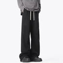 New Korean Fashion Pleated Wide-leg Sweatpants For Men Hip Hop Solid Color Baggy Pants Y2K Streetwear Gray Straight Trousers