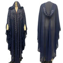 Middle East Africa Hot Sale Muslim Long Robe Shoulder Cover Hooded Cloak Batwing Sleeve Glittering Rhinestone Women's Dress
